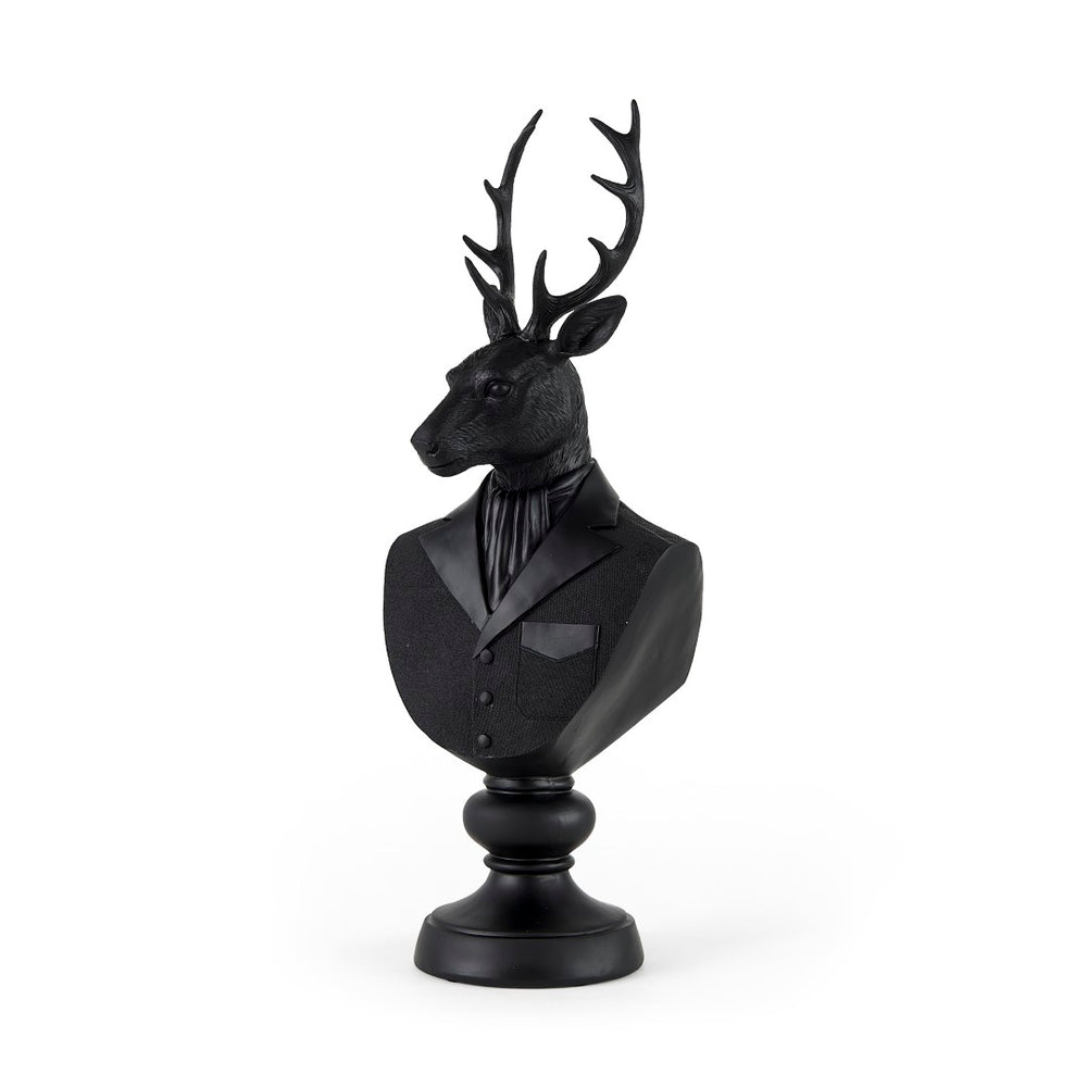 Mercana Mozart Elegant Stag Bust in Matte Black Finish – Striking Sculptural Decor for Modern Interiors Black Resin | 23H 69288