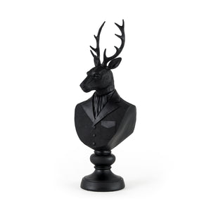 Mercana Mozart 8.2L x 6.0W x 22.5H Black Painted Resin Deer Bust  69288