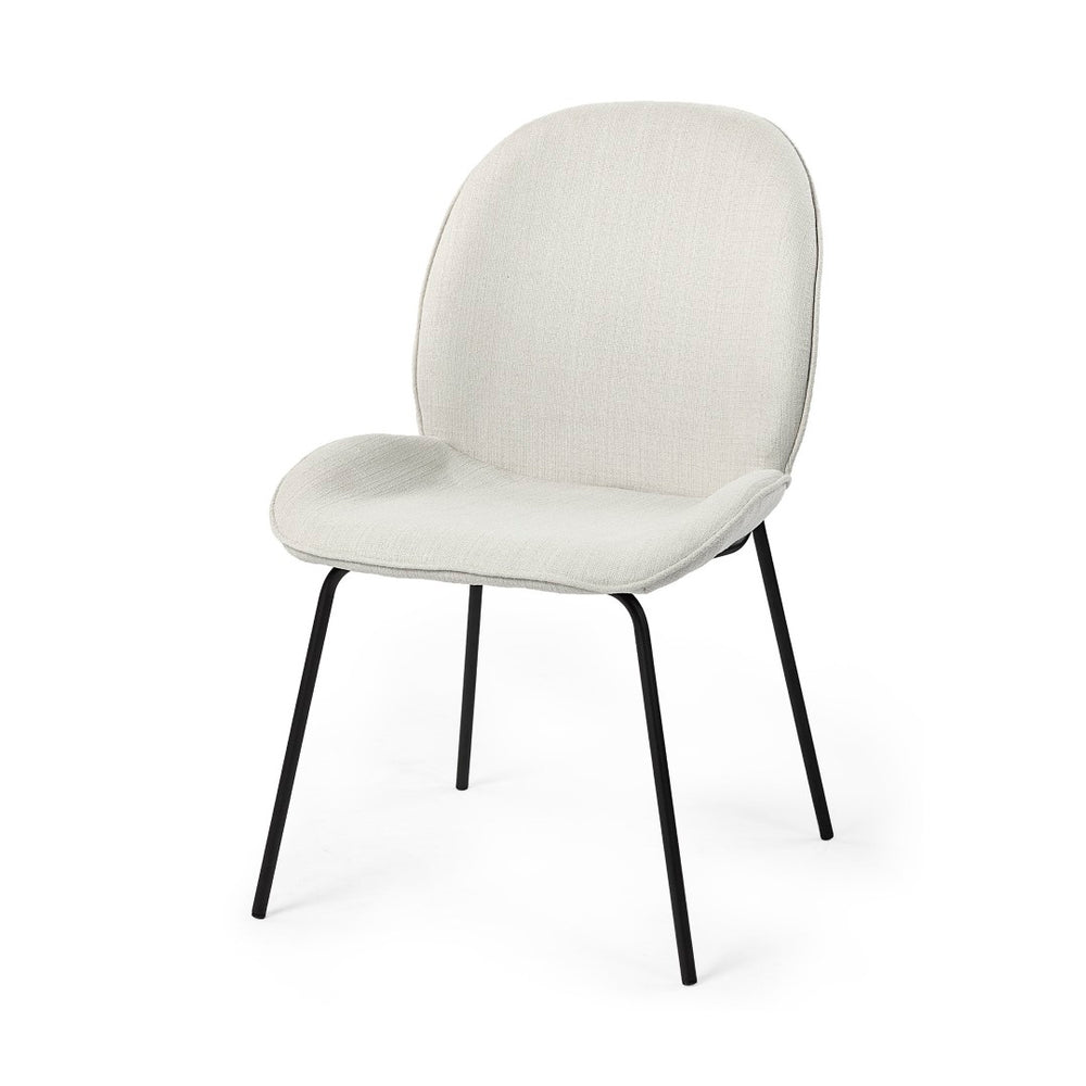 Mercana Inala Modern Dining Chair - Sleek White Upholstery and Sturdy Black Frame for Timeless Elegance White Fabric | Black Metal 69284