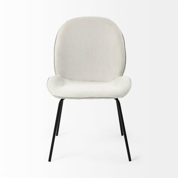Mercana Inala Modern Dining Chair - Sleek White Upholstery and Sturdy Black Frame for Timeless Elegance White Fabric | Black Metal 69284