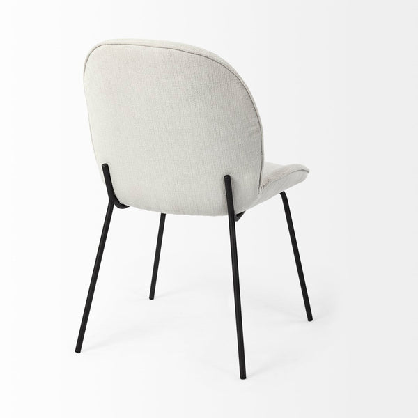 Mercana Inala Modern Dining Chair - Sleek White Upholstery and Sturdy Black Frame for Timeless Elegance White Fabric | Black Metal 69284