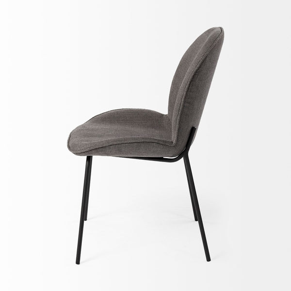 Mercana Inala Modern Dining Chair - Sleek White Upholstery and Sturdy Black Frame for Timeless Elegance Gray Fabric | Black Metal 69305
