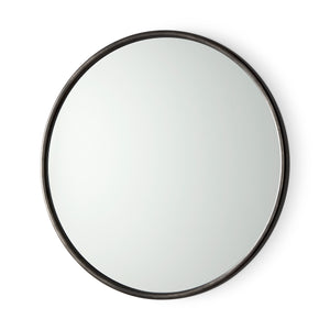 Mercana Piper 35.8L x 1.0W x 35.8H Small Black Metal Round Wall Mirror 69341