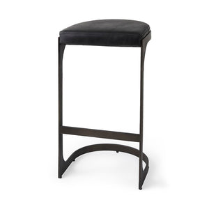 Mercana Tyson Counter Stool - Stylish Backless Leather Seat with Gun Metal Frame for Modern Interiors Black Leather | Black Metal | Bar 69271