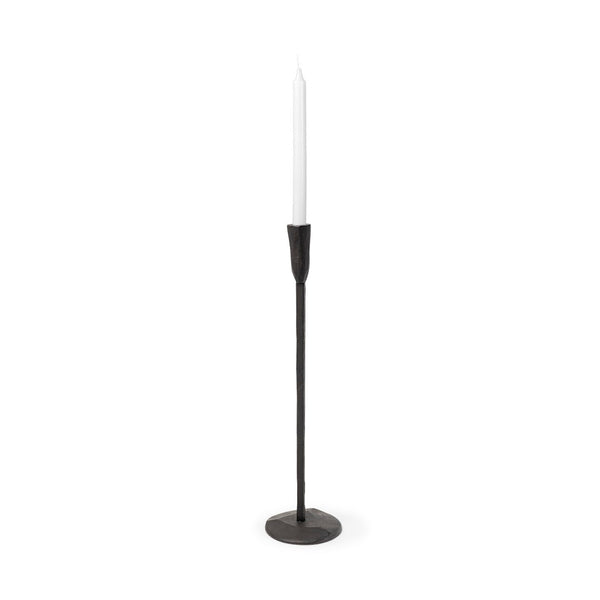 Mercana Levit Large Gold Candle Holder - Industrial Elegance for Tabletop, Mantels & Modern Decor Style Black Metal | 20H 69071