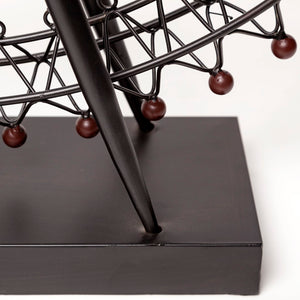 Mercana London Eye III Ferris Wheel Sculpture – Elegant Metal Décor with Wood Accents for Modern Spaces Black Metal | 27H 57117