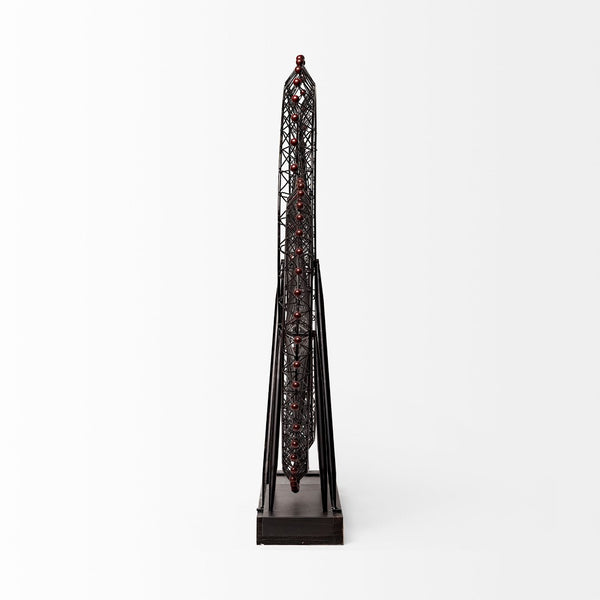 Mercana London Eye III Ferris Wheel Sculpture – Elegant Metal Décor with Wood Accents for Modern Spaces Black Metal | 32H 57356