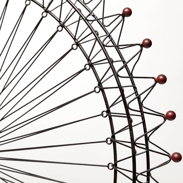Mercana London Eye III Ferris Wheel Sculpture – Elegant Metal Décor with Wood Accents for Modern Spaces Black Metal | 32H 57356