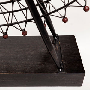 Mercana London Eye III Ferris Wheel Sculpture – Elegant Metal Décor with Wood Accents for Modern Spaces Black Metal | 32H 57356