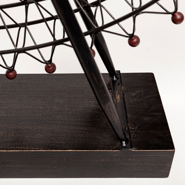 Mercana London Eye III Ferris Wheel Sculpture – Elegant Metal Décor with Wood Accents for Modern Spaces Black Metal | 32H 57356