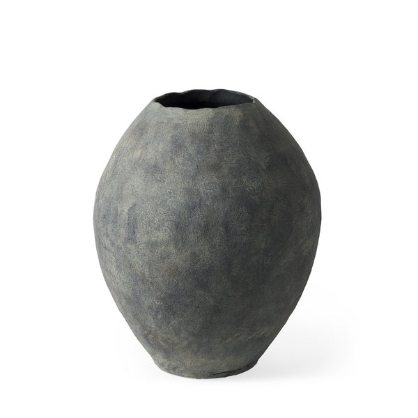 Mercana Gobi Rustic Tan Ceramic Oval Vase - Timeless Mediterranean Style for Home Décor and Accents Gray Ceramic | 23H 69406