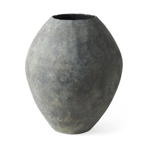 Mercana Gobi Rustic Tan Ceramic Oval Vase - Timeless Mediterranean Style for Home Décor and Accents Gray Ceramic | 28H 69407