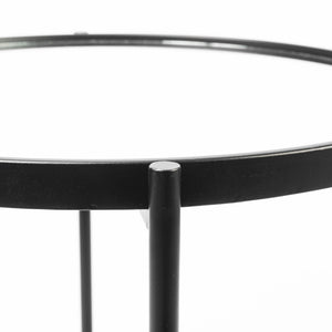 Mercana Samantha Modern Accent Table with Reflective Top and Geometric Base - Perfect for Contemporary Spaces Mirror | Black Metal | Large 69340