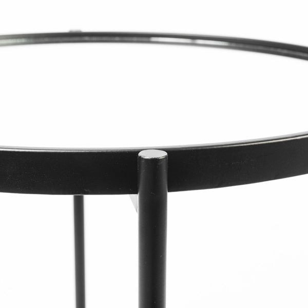 Mercana Samantha Modern Accent Table with Reflective Top and Geometric Base - Perfect for Contemporary Spaces Mirror | Black Metal | Large 69340