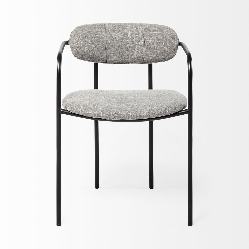 Mercana Parker Modern Sculptural Dining Chair with Curved Backrest for Elegant Spaces and Versatile Use Gray Fabric | Black Metal 69358