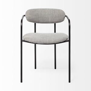 Mercana Parker Modern Sculptural Dining Chair with Curved Backrest for Elegant Spaces and Versatile Use Gray Fabric | Black Metal 69358