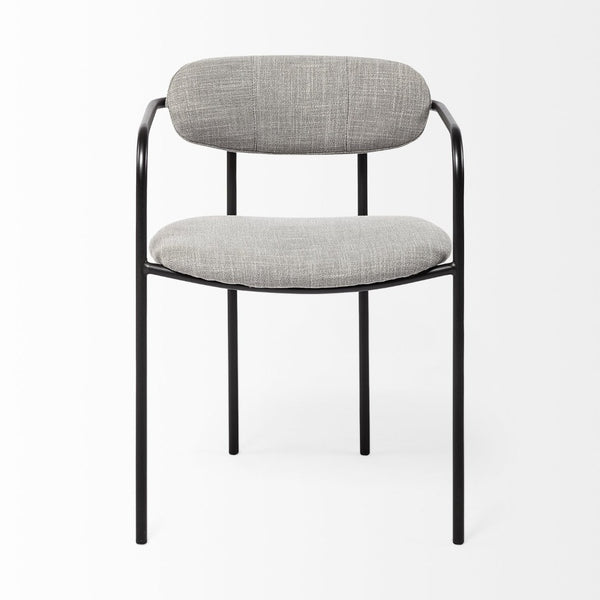 Mercana Parker Modern Sculptural Dining Chair with Curved Backrest for Elegant Spaces and Versatile Use Gray Fabric | Black Metal 69358