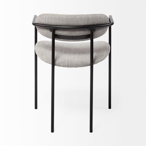 Mercana Parker Modern Sculptural Dining Chair with Curved Backrest for Elegant Spaces and Versatile Use Gray Fabric | Black Metal 69358