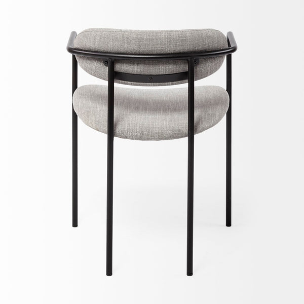 Mercana Parker Modern Sculptural Dining Chair with Curved Backrest for Elegant Spaces and Versatile Use Gray Fabric | Black Metal 69358