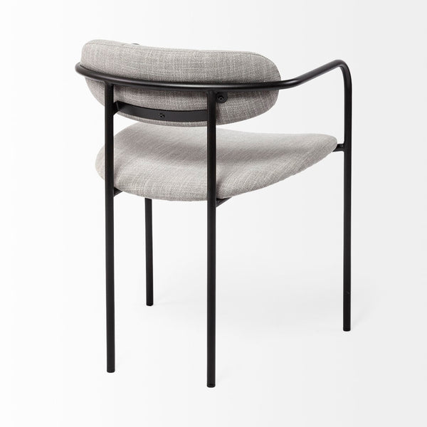 Mercana Parker Modern Sculptural Dining Chair with Curved Backrest for Elegant Spaces and Versatile Use Gray Fabric | Black Metal 69358