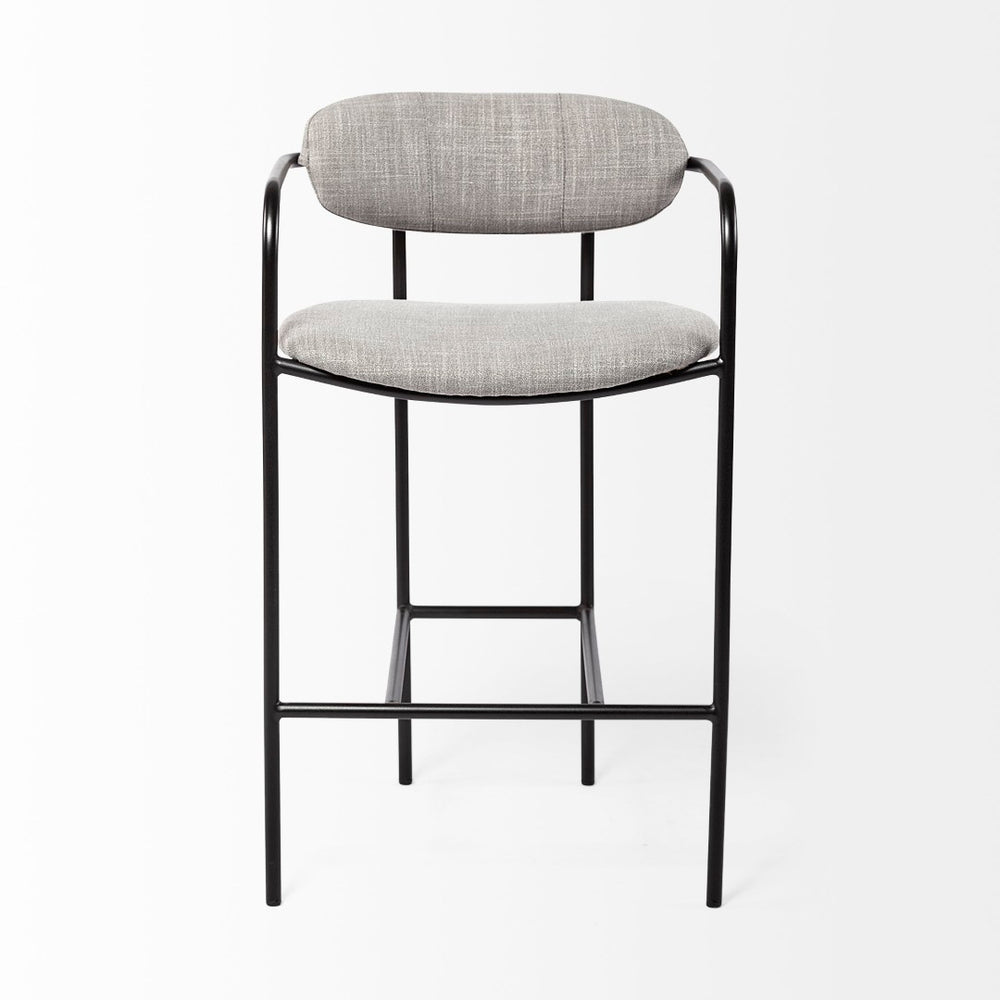 Mercana Parker Counter Stool – Stylish Upholstered Seating with Industrial Metal Frame for Modern Spaces Gray Fabric | Black Metal | Counter 69359