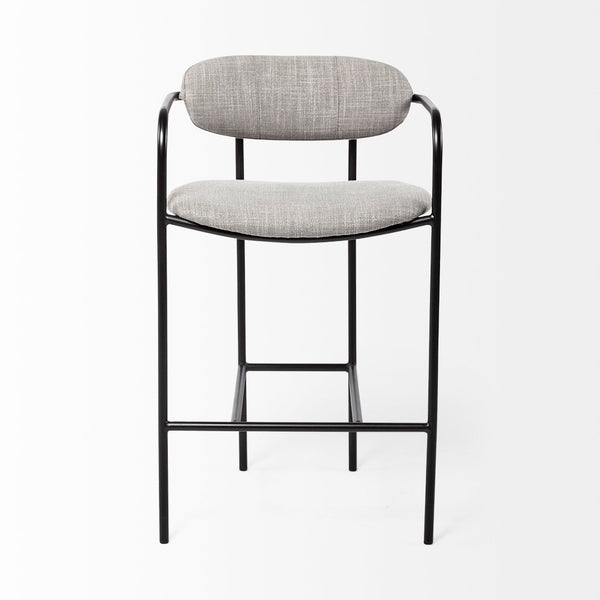 Mercana Parker Counter Stool – Stylish Upholstered Seating with Industrial Metal Frame for Modern Spaces Gray Fabric | Black Metal | Counter 69359