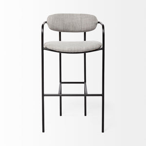 Mercana Parker Counter Stool – Stylish Upholstered Seating with Industrial Metal Frame for Modern Spaces Gray Fabric | Black Metal | Bar 69360
