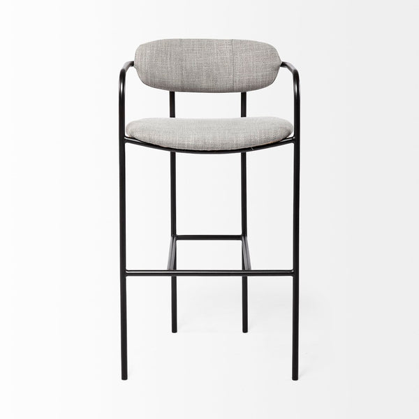 Mercana Parker Counter Stool – Stylish Upholstered Seating with Industrial Metal Frame for Modern Spaces Gray Fabric | Black Metal | Bar 69360
