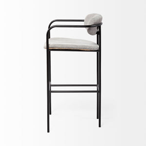 Mercana Parker Counter Stool – Stylish Upholstered Seating with Industrial Metal Frame for Modern Spaces Gray Fabric | Black Metal | Bar 69360