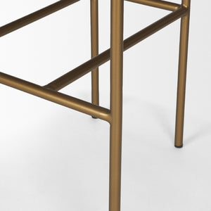 Mercana Parker Modern Faux Leather Open-Back Stool with Gold Satin Frame for Chic Kitchen or Bar Decor Brown Faux Leather | Gold Metal | Bar 69363