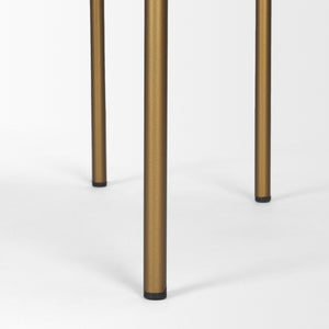 Mercana Parker Modern Faux Leather Open-Back Stool with Gold Satin Frame for Chic Kitchen or Bar Decor Brown Faux Leather | Gold Metal | Bar 69363