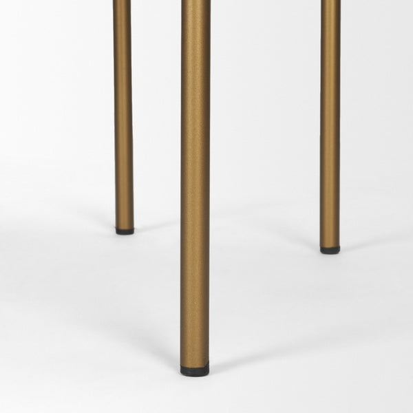 Mercana Parker Modern Faux Leather Open-Back Stool with Gold Satin Frame for Chic Kitchen or Bar Decor Brown Faux Leather | Gold Metal | Bar 69363