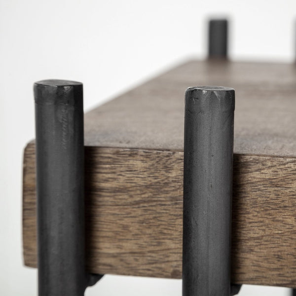 Mercana Maddox Modern Side Table with U-Shaped Design - Stylish, Versatile Accent for Any Space Brown Wood | Black Metal | C-shaped 67842