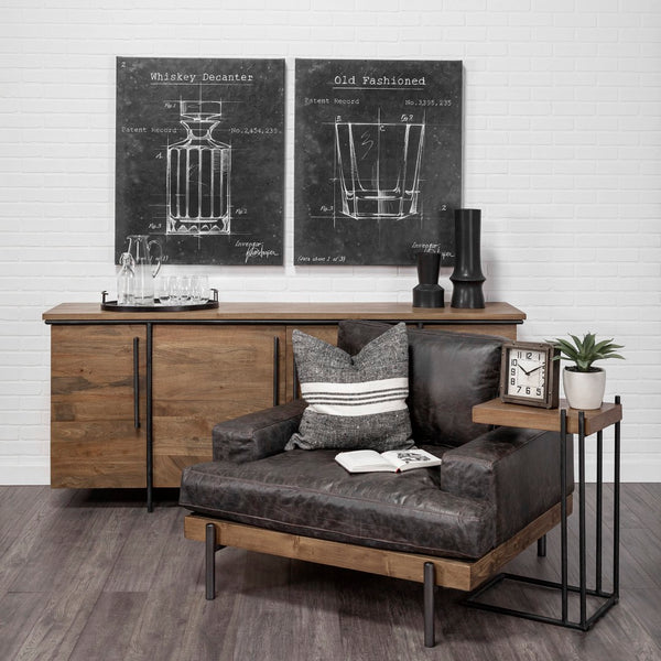 Mercana Maddox Modern Side Table with U-Shaped Design - Stylish, Versatile Accent for Any Space Brown Wood | Black Metal | C-shaped 67842