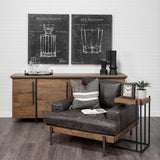 Mercana Maddox 16L x 13.5W x 27H Medium Brown Wood w/ Black Metal C-shaped End/Side Table 67842