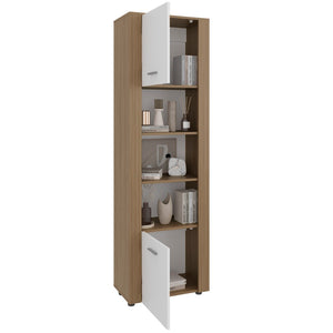 English Elm Dupont Tall Bookcase with Lower Cabinet Five Shelves Two-tone Modern Display B092P474473
