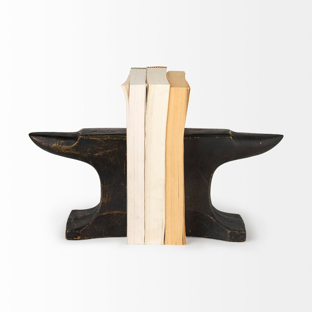 Mercana Anvilia Industrial Anvil-Shaped Bookends Set of 2 - Vintage Antique Decor for Stylish Shelves Black | Metal 69073