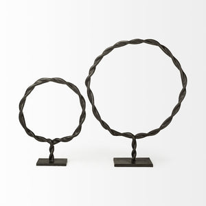 Mercana Rizwan Sculptural Wreath - Matte Black Aluminum Braided Decor for Modern Minimalist Interiors Black Aluminum | 3H 69079
