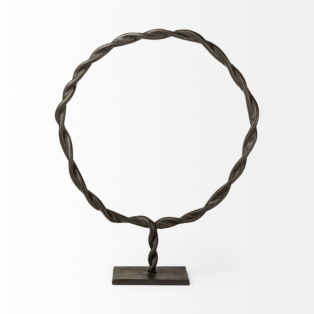 Mercana Rizwan Sculptural Wreath - Matte Black Aluminum Braided Decor for Modern Minimalist Interiors Black Aluminum | 4H 69080