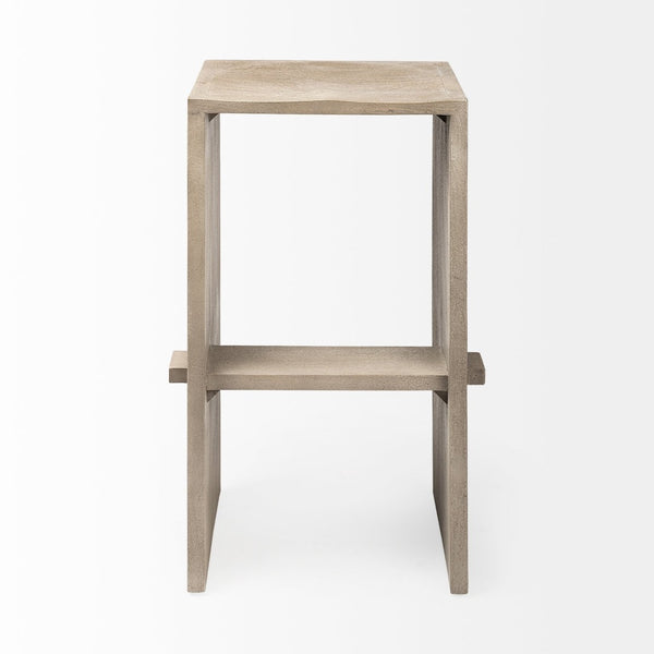 Mercana Aida Modern Solid Mango Wood Stool with Comfortable Design for Stylish Kitchen & Dining Spaces Light Gray | Bar 69190