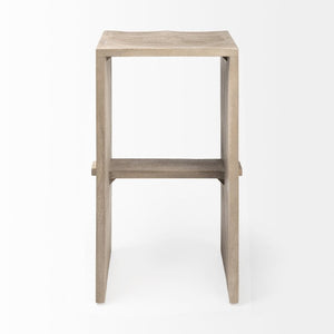 Mercana Aida Modern Solid Mango Wood Stool with Comfortable Design for Stylish Kitchen & Dining Spaces Light Gray | Bar 69190