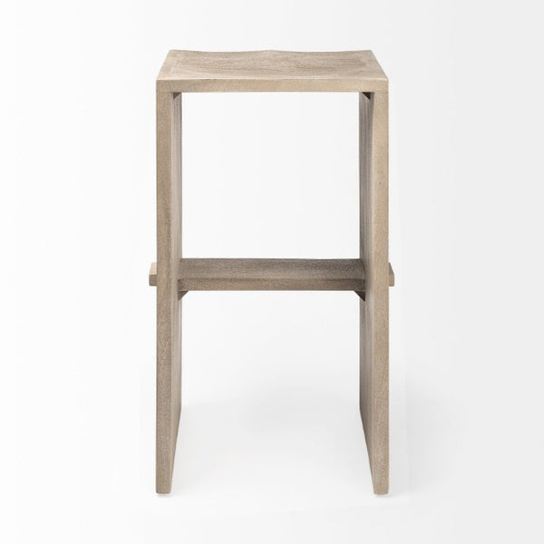 Mercana Aida Modern Solid Mango Wood Stool with Comfortable Design for Stylish Kitchen & Dining Spaces Light Gray | Bar 69190