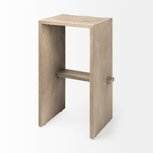 Mercana Aida Modern Solid Mango Wood Stool with Comfortable Design for Stylish Kitchen & Dining Spaces Light Gray | Bar 69190