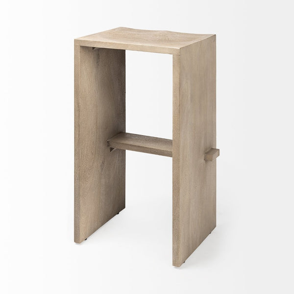 Mercana Aida Modern Solid Mango Wood Stool with Comfortable Design for Stylish Kitchen & Dining Spaces Light Gray | Bar 69190