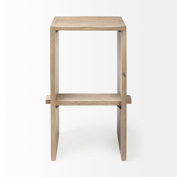 Mercana Aida Modern Solid Mango Wood Stool with Comfortable Design for Stylish Kitchen & Dining Spaces Light Brown | Bar 69191