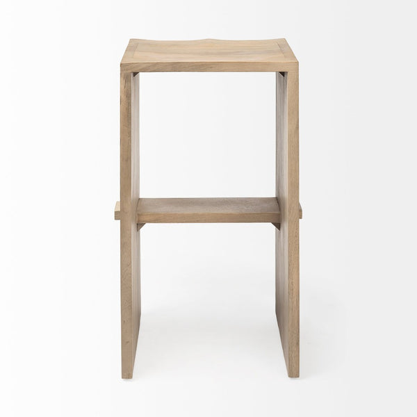 Mercana Aida Modern Solid Mango Wood Stool with Comfortable Design for Stylish Kitchen & Dining Spaces Light Brown | Bar 69191
