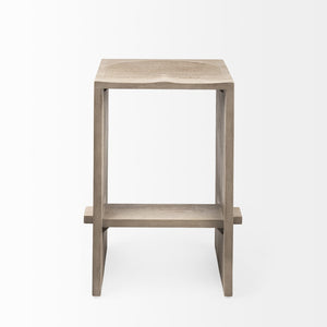 Mercana Aida Modern Solid Mango Wood Stool with Comfortable Design for Stylish Kitchen & Dining Spaces Light Gray | Counter 69192