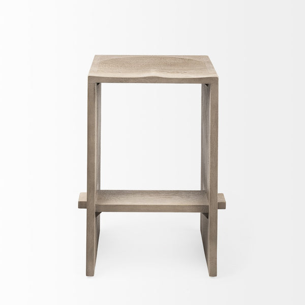 Mercana Aida Modern Solid Mango Wood Stool with Comfortable Design for Stylish Kitchen & Dining Spaces Light Gray | Counter 69192