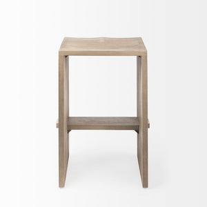 Mercana Aida Modern Solid Mango Wood Stool with Comfortable Design for Stylish Kitchen & Dining Spaces Light Gray | Counter 69192
