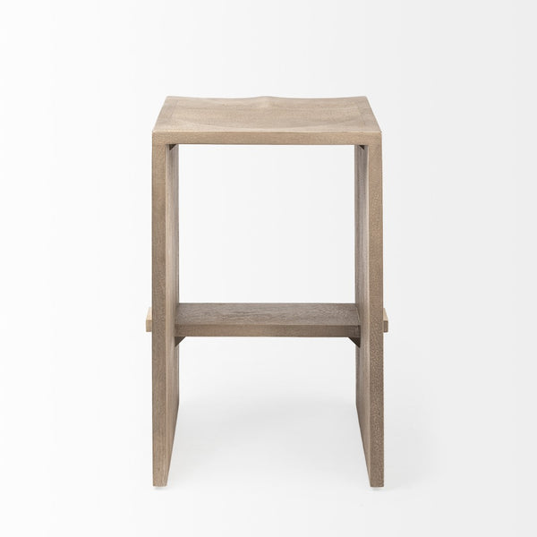 Mercana Aida Modern Solid Mango Wood Stool with Comfortable Design for Stylish Kitchen & Dining Spaces Light Gray | Counter 69192